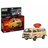 REVELL 67725 STRANGER THINGS SURFER BOY VW T3 PIZZA VAN GIFT SET INCLUDES PAINT AND GLUE 1/25 SCALE PLASTIC MODEL KIT