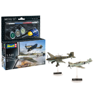 REVELL 63770 MESSERSCHMITT BF109E AND JUNKERS JU87B GIFT SET WITH PAINT GLUE AND BRUSH 1/144 SCALE PLASTIC MODEL KIT