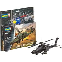 REVELL 64985 AH-64A APACHE HELICOPTER 1/100 SCALE PLASTIC MODEL KIT WITH GLUE AND AQUA COLOUR