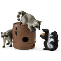 SCHLEICH 42532 WILD LIFE NATIONAL GEOGRAPHIC NUTTY MISCHIEF RACOONS
