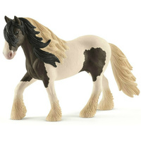 SCHLEICH 13831 TINKER STALLION – FARM WORLD PIEBALD HORSE FIGURINE WITH MANE AND FEATHERED LEGS