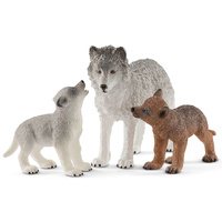 SCHLEICH 42472 WILD LIFE MOTHER WOLF WITH PUPS