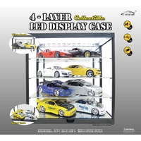 K.C DISPLAY CASES FOUR TIER LED DISPLAY CASE WITH MIRROR BASE AND REAR PANEL FOR 1/24 SCALE DIECAST COLLECTABLES