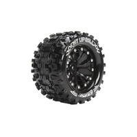 LOUISE MT UPHILL L-T3204BM 1/10 MONSTER TRUCK TIRES MOUNTED BLACK RIM 14MM HEX FOR ARRMA GRANITE