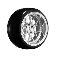 LOUISE RC LNHA561T OFFSET CHANGEABLE DRIFT TIRES SET- 14 SPOKE-MATTE SILVER