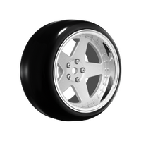 LOUISE RC LNHA559T PRE MOUNT DRIFT RIM AND TYRES 2,4,6,8MM OFFSET HEX 12MM 4PCS - 5 SPOKE-MATTE SILVER