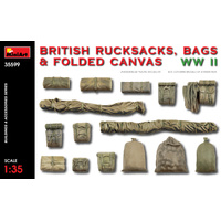 MINIART 35599 BRITISH RUSKSACKS, BAGS AND FOLDED CANVAS WWII 1/35 SCALE PLASTIC MODEL KITS