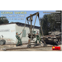 MINIART 35350 GERMAN TANKMEN WITH GANTRY CRANE AND MAYBACH HL 120 ENGINE 1/35 SCALE PLASTIC MODEL KIT