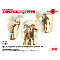 ICM 35685 ANZAC INFANTRY 1915 FIGURINES 4 FIGURE SET 1/35 SCALE PLASTIC MODEL KIT