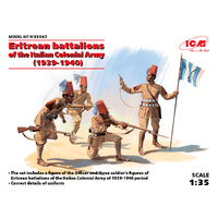 ICM 35567 ERITREAN BATTALIONS OF THE ITALIAN COLONIAL ARMY 1939-1940 FOUR FIGURES 1/35 SCALE PLASTIC MODEL KIT FIGURINES