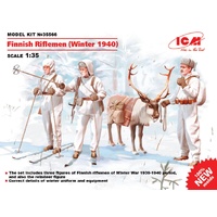 ICM 35566 FINNISH RIFLEMEN WINTER 1940 THREE FIGURES AND REINDEER 1/35 SCALE PLASTIC MODEL KIT FIGURINES