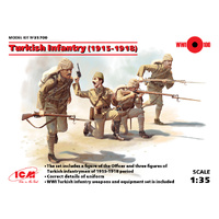 ICM 35700 TURKISH INFANTRY 1915 - 1918 FIGURINES FOUR FIGURES 1/35 SCALE PLASTIC MODEL KIT