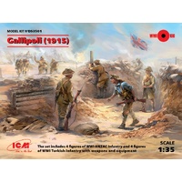 ICM DS3501 GALLIPOLI 1915 FIGURINE KIT 8 FIGURES 1/35 SCALE PLASTIC MODEL KIT