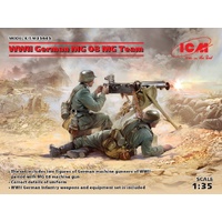ICM 35645 WWII GERMAN MG08 TEAM TWO FIGURES AND MACHINE GUN 1/356 SCALE PLASTIC MODEL KIT FIGURINES