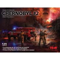 ICM 35902 CHERNOBYL #2 FIRE FIGHTERS TRUCK AND FOUR FIGURES 1/35 SCALE PLASTIC MODEL KIT DIORAMA