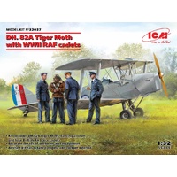 ICM 32037 DH. 82A TIGER MOTH WITH WWII RAF CADETS 1/32 SCALE PLASTIC MODEL KIT