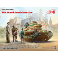 ICM 35338 FCM 36 WITH FRENCH TANK CREW 1/35 SCALE PLASTIC MODEL KIT