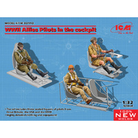 ICM 32112 WWII ALLIES PILOTS IN THE COCKPIT BRITISH AMERICAN SOVIET FIGURES 1/32 SCALE PLASTIC MODEL KIT FIGURINES