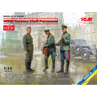ICM 24020 WWII GERMAN STAFF PERSONNEL THREE FIGURES 1/24 SCALE PLASTIC MODEL KIT FIGURINES