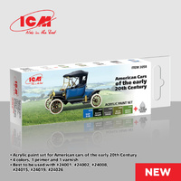 ICM 3058 AMERICAN CARS OF THE 20TH CENTURY ACRYLIC PAINT SET 5 X 12ML PAINTS 1 X 17ML GLOSS VARNISH