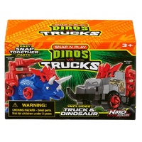 NIKKO ROAD RIPPERS SNAP AND PLAY - DINOS V TRUCKS - BLUE TRICERATOPS