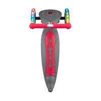 GLOBBER PRIMO 121MM ADJUSTABLE FOLDABLE LIGHTS SCOOTER WITH ANODISED TBAR - GREY/RED