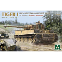 TAKOM 2202 TIGER I SD.KFZ.181 PZ.KPFW.VI AUSF.E EARLY PRODUCTION MODEL WITH STEEL WHEELS AND ZIMMERIT GRUPPE FEHRMANN 1/35 SCALE PLASTIC MODEL KIT TAN