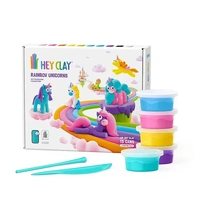 TOMY HEY CLAY RAINBOW UNICORNS SET AND 6 CHARACTERS AIR-DRY CLAY SET INCLUDES 15 CANS AND 2 SCULPTING TOOLS