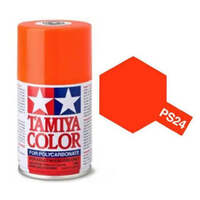TAMIYA PS-24 FLUORESCENT ORANGE POLYCARBONATE AEROSOL SPRAY PAINT 100ML