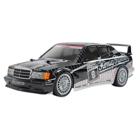 TAMIYA 47525 TT-02 MERCEDES BENZ 190 E 2.5-16 EVO II 1991 PREPAINTED BODY BLACK AND SILVER 1/10 SCALE RADIO CONTROL KIT ELECTRONICS REQUIRED