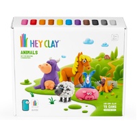 TOMY HEY CLAY ANIMALS SET AND 6 CHARACTERS AIR-DRY CLAY SET INCLUDES 15 CANS AND 2 SCULPTING TOOLS