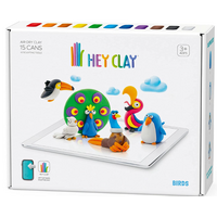 TOMY HEY CLAY BIRDS AIR-DRY CLAY SET INCLUDES 15 CANS AND 2 SCULPTING TOOLS