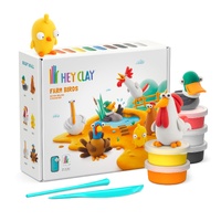 TOMY HEY CLAY FARM BIRDS SET AND 6 CHARACTERS AIR-DRY CLAY SET INCLUDES 15 CANS AND 2 SCULPTING TOOLS