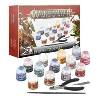 WARHAMMER AGE OF SIGMAR 80-17 PAINTS AND TOOL SET 16PC - INCLUDES 13 CITADEL PAINTS WITH 1 BRUSH AND TOOLS
