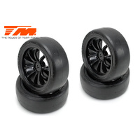 TEAM MAGIC 503334BK 1/10 E4JR MOUNTED RUBBER TIRE 10 SPOKE, BLACK, 4 PIECES