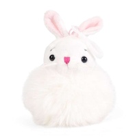LIVING NATURE POM POM BUNNY PLUSH CLIPS WHITE
