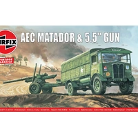 AIRFIX VINTAGE CLASSICS A01314V AEC MATADOR & 5.5 GUN 1/76 SCALE PLASTIC MODEL KIT