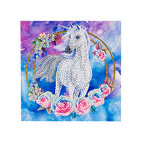CRAFT BUDDY DIY CRYSTAL ART CARD KIT UNICORN GARLAND 18CM X 18CM PARTIAL CRYSTAL CRB5493790