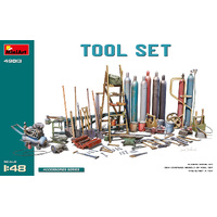 MINIART 49013 TOOL SET WWII MANUAL TOOLS AND GAS BOTTLES 1/48 SCALE PLASTIC MODEL KIT