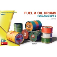 MINIART 24012 FUEL AND OIL DRUMS 1930-50'S SET 2 1/24 SCALE PLASTIC MODEL KIT
