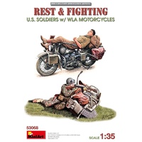 MINIART 53068 REST AND FIGHTING U.S SOLDIERS WITH WLA MOTORCYCLES  1/35 SCALE PLASTIC MODEL KIT