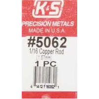 K&S 5062 1/16 COPPER ROUND ROD ( 1.51MM ) 5 PIECES
