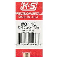 K&S 8116 ROUND COPPER TUBE 1/4 X .014 ( 6.35MM ) 1 PIECE