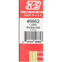 K&S 9862 ROUND BRASS ROD 1.5MM 5 PIECES