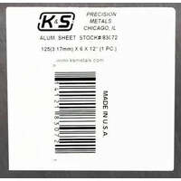 K&S 83072 ALUMINIUM SHEET .125 X 6 X 12 ( 3.17MM )