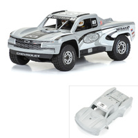 PROLINE PRO367514 PRE-CUT 2019 CHEVY SILVERADO GREY TOUGH-COLOUR TROPHY TRUCK BODY, ARRMA MOJAVE GROM