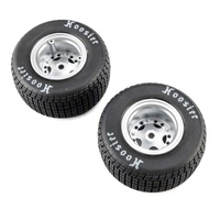 LOSI LOS-4641 HOOSIER WHEELS/TYRES, SOFT, MOUNTED, SATIN ALUMINIUM, FRONT/REAR, 2 PIECES, 1/10 SCALE 22S DLM