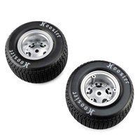 LOSI LOS-4642 HOOSIER WHEELS/TYRES, MEDIUM, MOUNTED, SATIN ALUMINIUM, FRONT/REAR, 2 PIECES, 1/10 SCALE 22S DLM