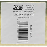 K&S BRASS SHEET .032 X 6 12 1 PIECE