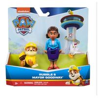 PAW PATROL NICKELODEON HERO PUPS WITH RUBBLE AND MAYOR GOODWAY